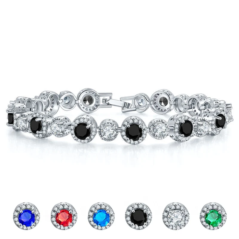 6 цветов круглые модные AAA циркониевые серебряные металлические цепи браслеты и браслеты для женщин хип-хоп Ветер ювелирные изделия элегантность дамы подарок