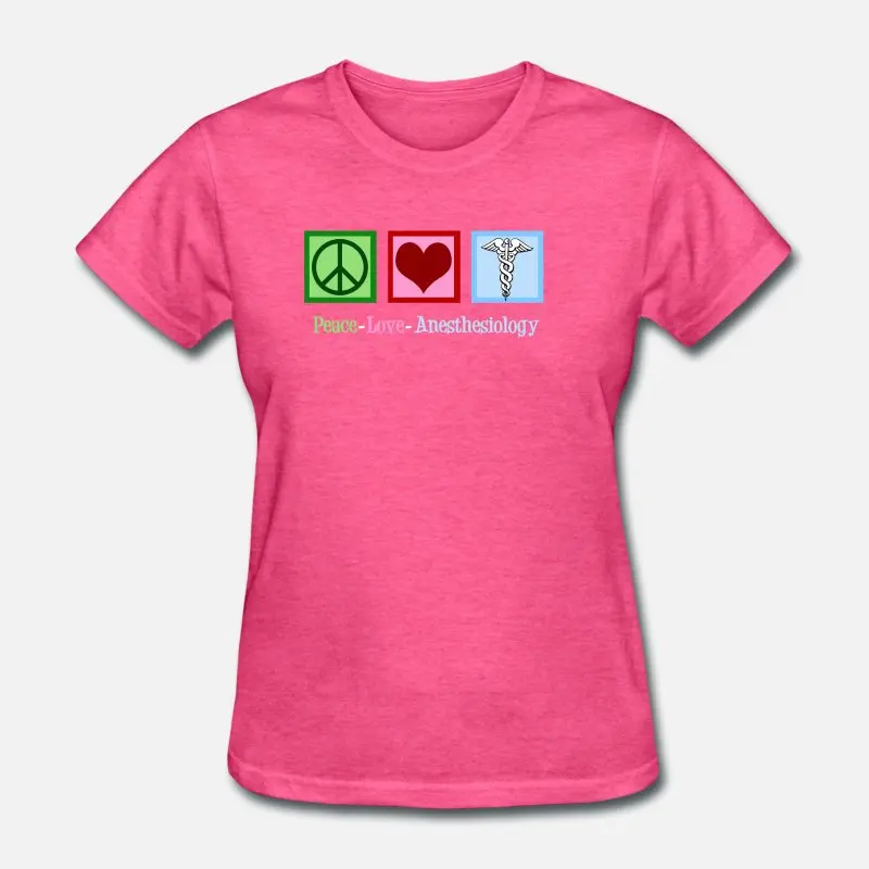 Women-Rose Red Дизайнерская мужская футболка для анестезиологии Peace Love, Женская Повседневная футболка с круглым вырезом для мужчин, большой размер 3xl 4xl 5xl Homme tee top - Цвет: Women-Rose Red