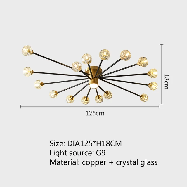Modern luxury copper crystal ceiling lamp lighting American retro lamp restaurant golden luster molecular art ceiling lamp Pink