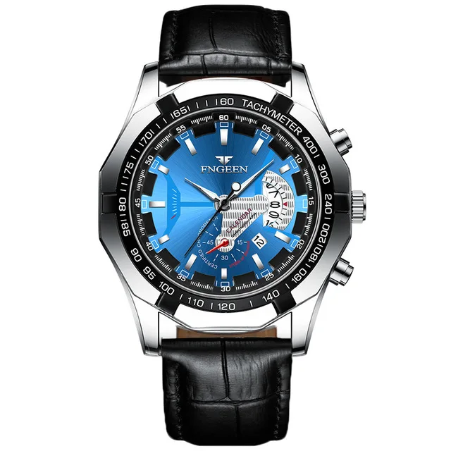 FNGEEN Luxury Men's Watches Stainless Steel Band Fashion Waterproof Quartz Watch For Man Calendar Male Clock Reloj Hombre S001 s001-10