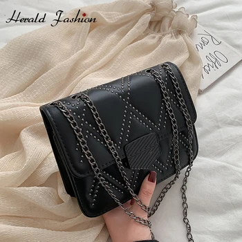 

Rivets PU Leather Crossbody Bags For Women Small Shoulder Messenger Bags Chain Designer Travel Luxury Handbags Female Flaps Tote