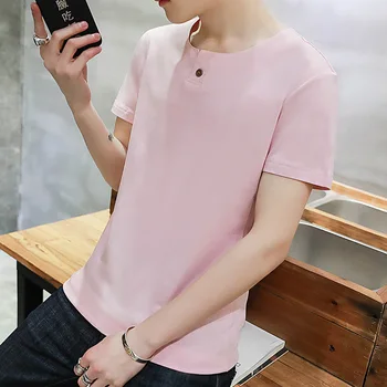 

Fashion 2020 men t-Shirt men cotton topd 2019 short sleeves Casual summer Solid color tops tshirt