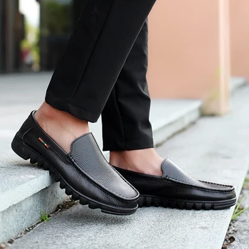 

Genuine Leather Men Shoes outdoor Formal Dress Mens Shoes outdoor Casual Slip on Black Man Loafers Breathable Male Footwear