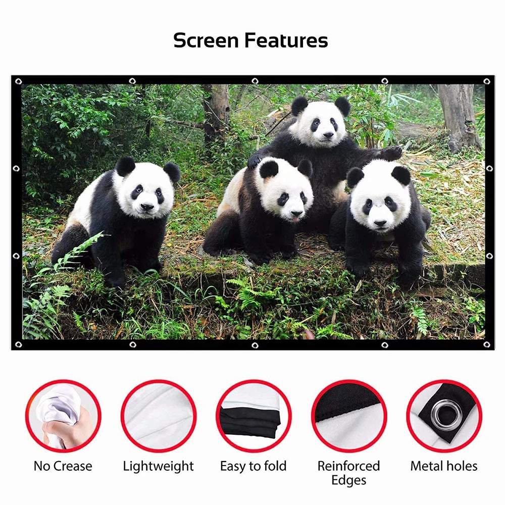 Salange pantalla proyector portátil para cine en casa,tela proyector 100  pulgadas, 120 pulgadas, 150 pulgadas, 16:9, para exteriores pantalla de  proyector - AliExpress