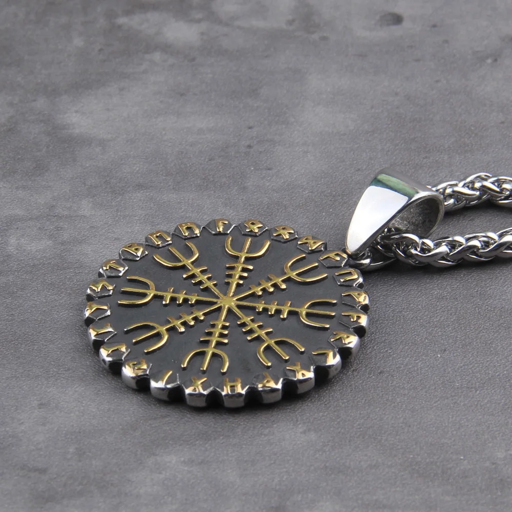 Никогда не выцветает из нержавеющей стали &quotшлем Awe&quot и &quotВикинг Vegvisir&quot