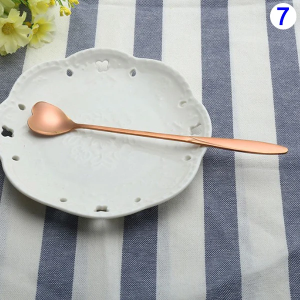 

1 Pcs Stainless Steel Flower Love Heart Spoon Coffee Tea Rose Gold Spoon Ice Cream Spoons SEP99