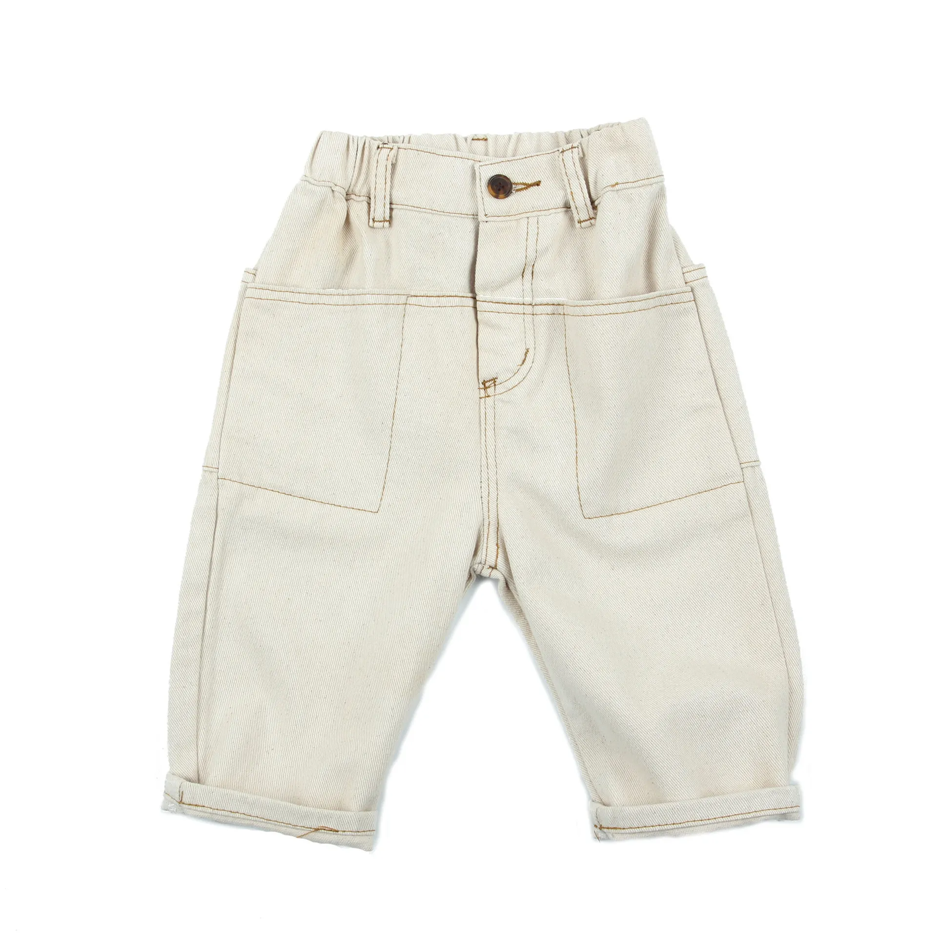 

QE Childrenswear Customizable 2019 Spring New Products Korean-style Men And Women Baby Three-Color Large Pocket CHILDREN'S Jeans