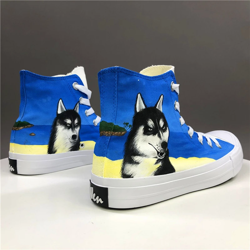 Wen zapatos vulcanizados de para hombre y mujer, alpargatas planas con a mano, para mascotas, Husky, Unisex|shoes designer|shoes originalshoes outdoor - AliExpress