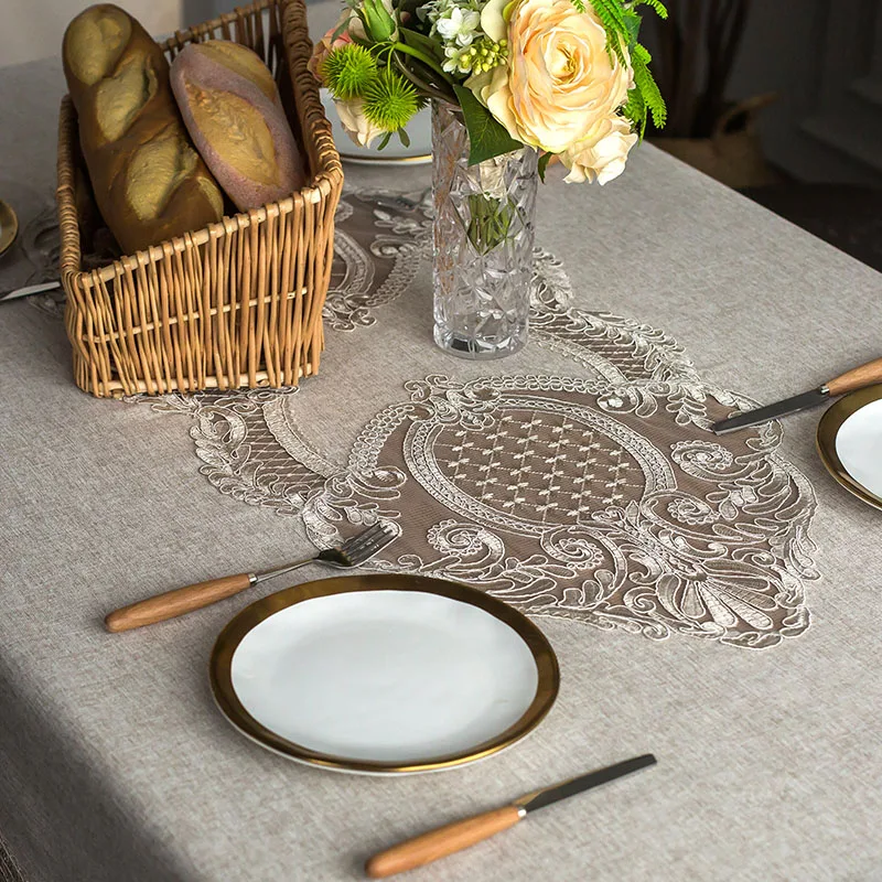Nordic Embroidered Lace Rectangular Tablecloth, Dining Square, Kitchen Coffee Table Cover, Dustproof, Light Luxury - Image 5