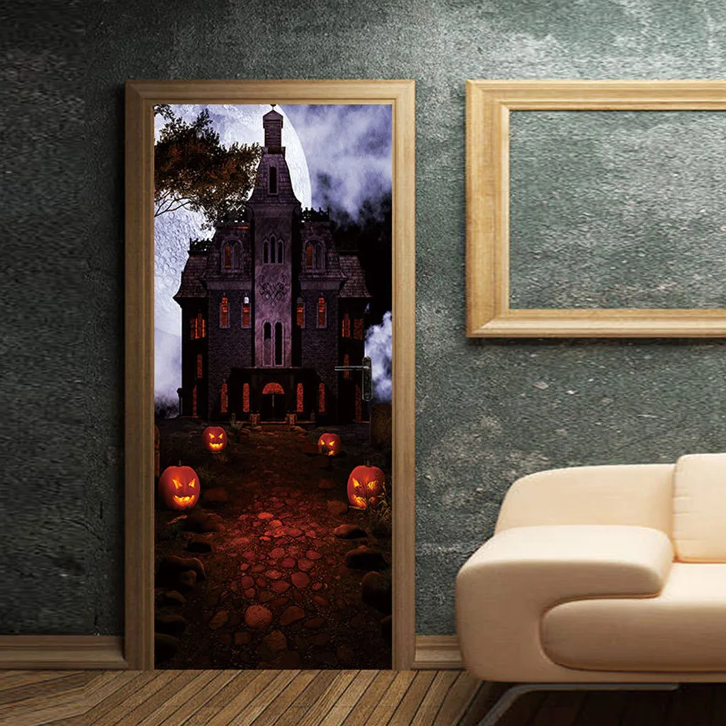 Хэллоуин Череп Зомби наклейки на дверь призрака украшение дома 38,5x200 см x 2 шт. Хэллоуин украшение натальные искусство природа домашний декор