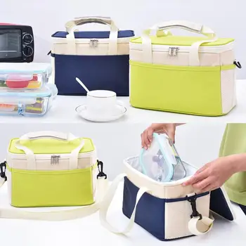 

Large Capacity Insulated Cooler Food Container Office School 8L Lunch Bag Bento Pouch Warm Outdoor Picnic Camping BBQ Zipper