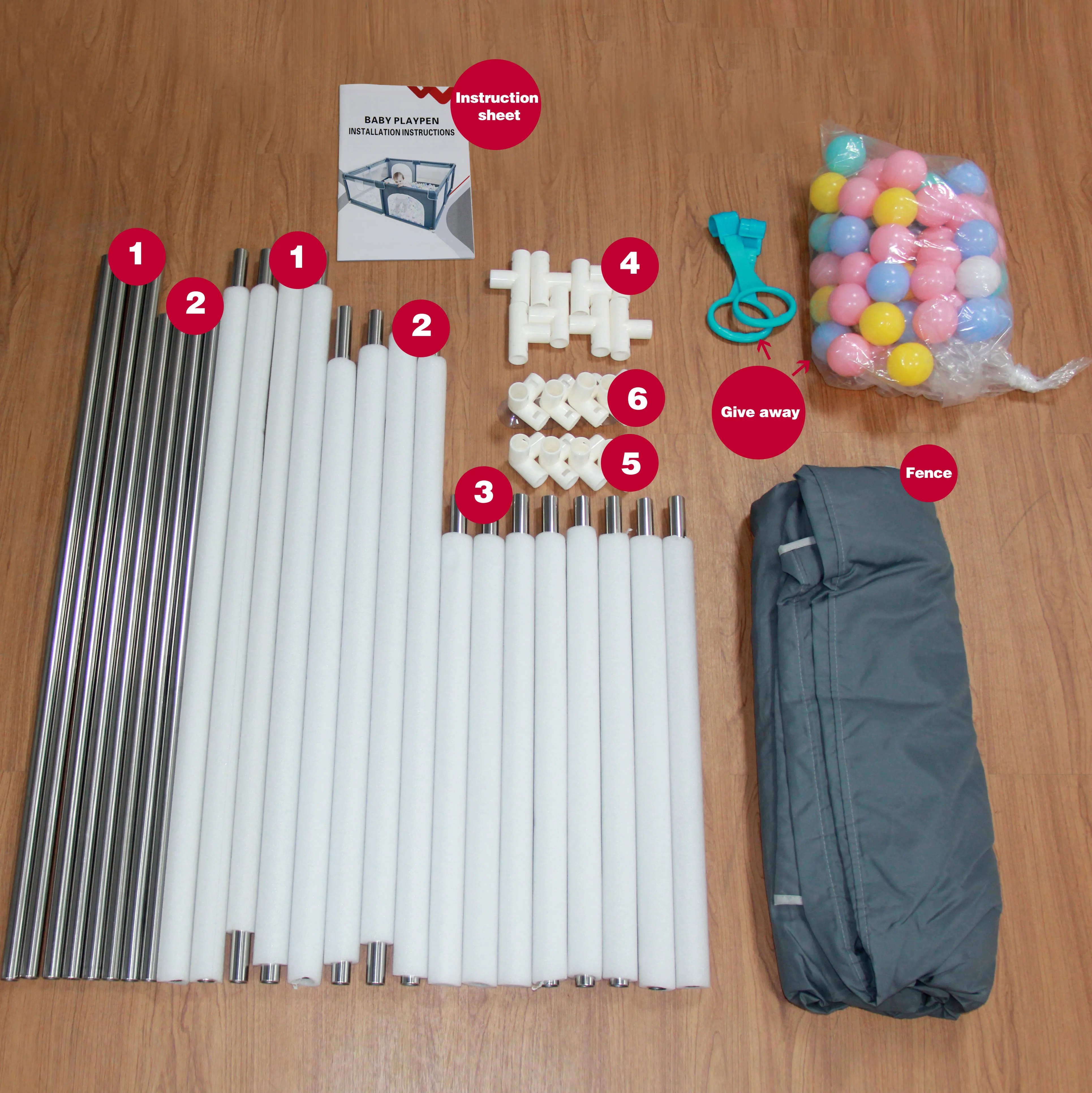 Baby Playpen 180*200cm With 50 Ocean Balls Safety Barrier Playground