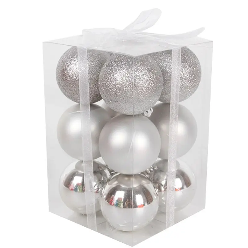 12ct 2.4-Inch Christmas Balls Ornament for Xmas Trees Parties, Holiday Decor - Цвет: Серебристый