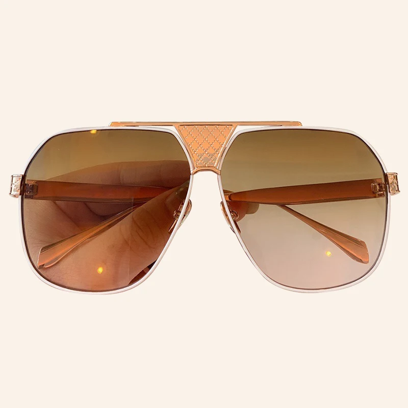 Квадратные Солнцезащитные очки больших размеров, мужские винтажные брендовые дизайнерские солнцезащитные очки с металлической оправой, высокое качество, UV400 - Цвет линз: No.6 Sunglasses