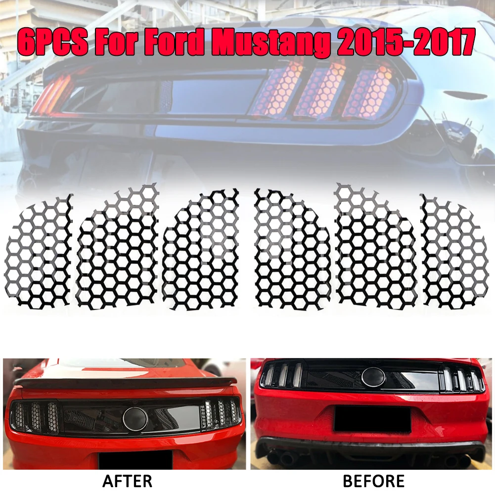 

Auto Decoration Rear Tail Light Stickers Waterproof Car Honeycomb Decal for Ford Mustang 2015-2017