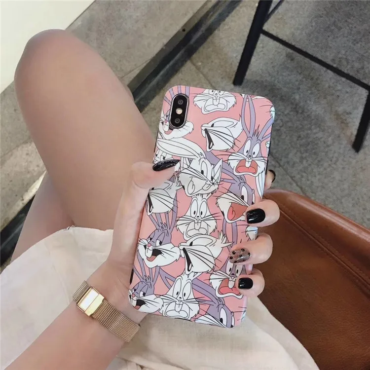 For iPhone 7plus case Retro Cartoon Looney Tunes funny Phone case silicone cover for coque iPhone 7 6 8 6s Plus X XR xs max case