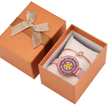 

3 pcs/set Women Watch Bracelet Fashion Sailor Moon Quartz Wristwatch Leather Band Luxury Valentine Gifts Box Set for Women Girl