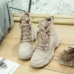 Women Outdoor Martin Boots Hiking Plus Velvet Shoes Female Breathable High Ankle Tactical Boots Travel Trekking Sports Shoes