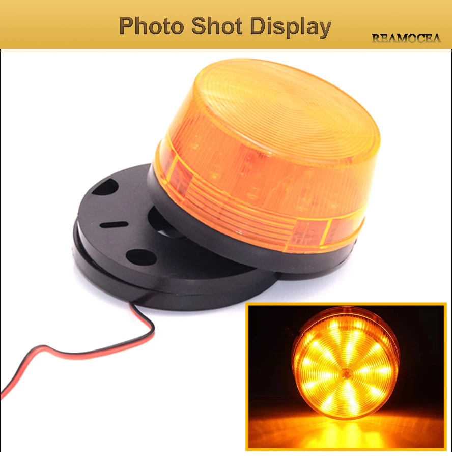 Reamocea Universal Strobe Signal Warning Waterproof DC12V Indicator light LED Amber Light Security Alarm Police Emergency Lamp  (7)