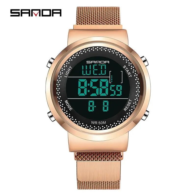 2020 Sanda Brand Lover Watches Men Women Fashion Couple Dress Digital Sport Male Clock Waterproof Gold Watch Relogio Masculino 