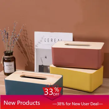 

Tissue Box Cover Holder Organizer Wooden Cover Hold IPad Phones Remote Controls Nightstand Desk Home Organizer Napkin Holder