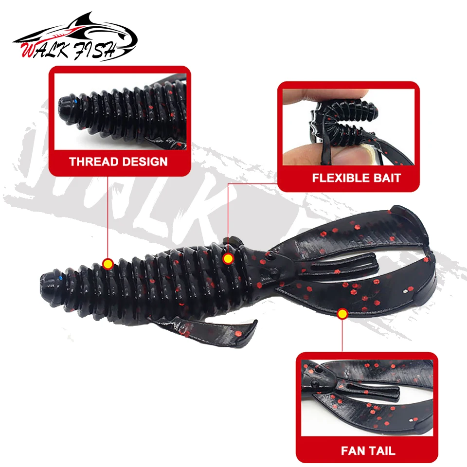 WALK FISH RGBUG 80mm 120mm Angeln Weicher Köder Jig Wobbler Swimbait Silikon Köder Garnelen Bass Barsch Köder künstliche Craws Köder – Detail 3
