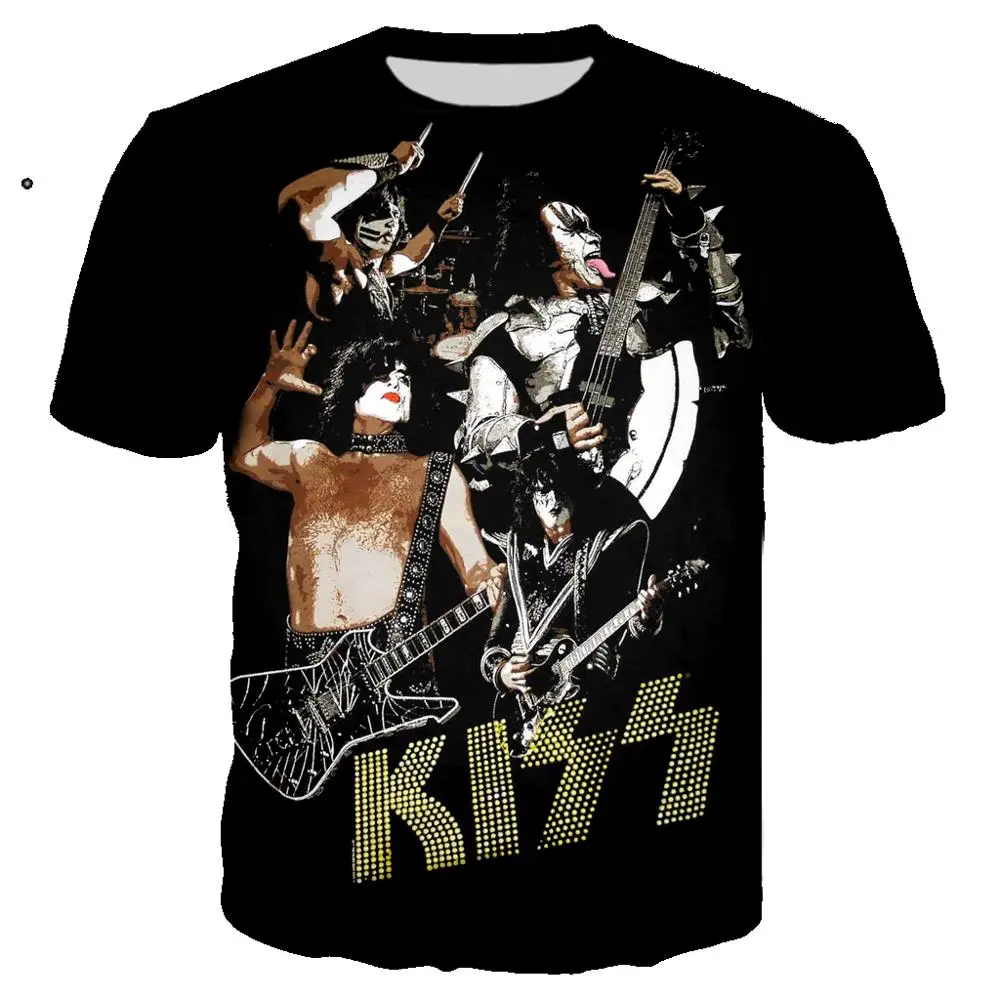 Футболка Мужская/женская с 3D принтом рок Kiss Band хипстерская уличная одежда в стиле