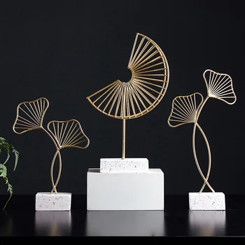 

Nordic Home Decoration Accessories Modern For Living Room Gold Iron Shape Crafts Desktop Decor Leaf Model Vintage Home Decor