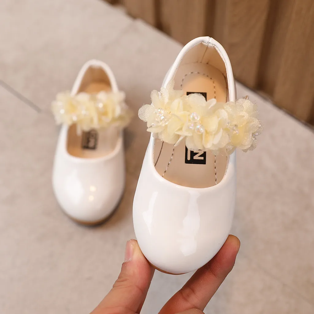 TELOTUNY Kids Girls Summer Soft Soled Flower Solid Color Casual Sandals Leather Slip-on Dress Party Princess Shoes First Walker
