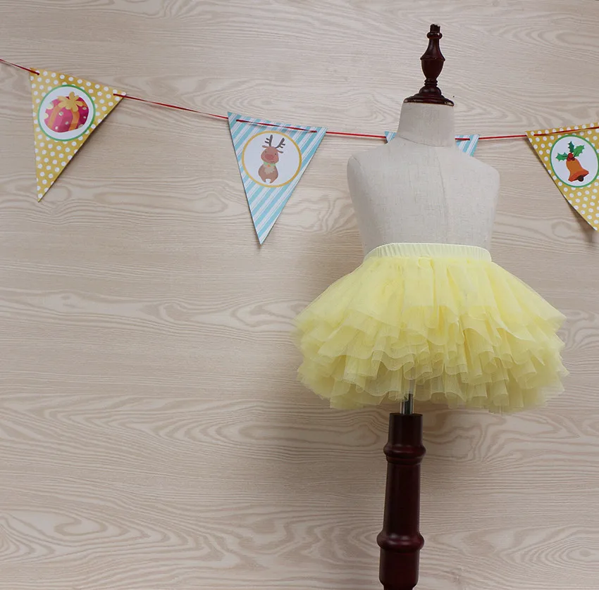 Новогодняя фатиновая юбка юбки для маленьких девочек юбка-пачка для маленьких детей многослойная юбка-пачка Пышная юбка превосходная серая юбка-пачка - Цвет: Цвет: желтый