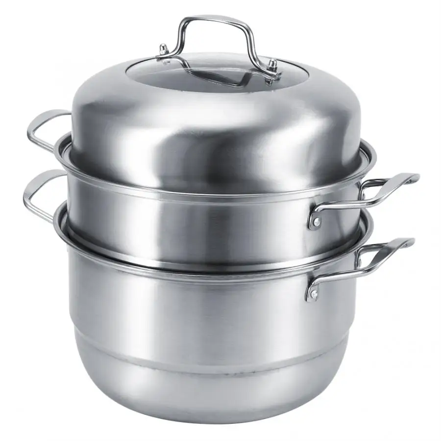 28cm Double-layer Stainless Steel Pot Multipurpose Steam Hot Pot Soup Pot Soup Cooker Kitchen Cookware