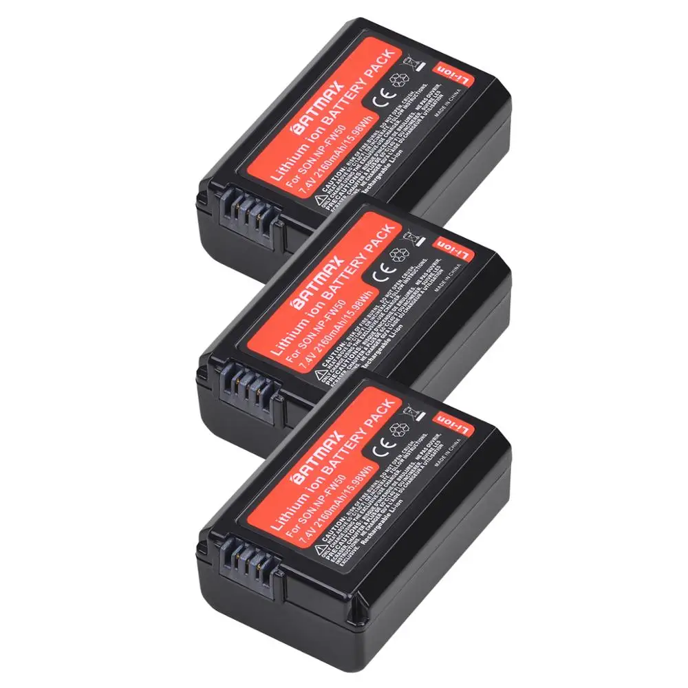 2Pcs 2160mAh NP-FW50 NP FW50 NPFW50 Battery Akku + LCD Dual Charger for Sony Alpha a6500 a6300 a7 7R a7R a7R II a7II NEX-3 NEX-5 sony battery charger sony battery digital camera battery