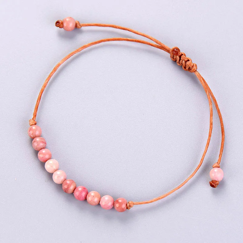 Handmade Boho Natural Stone Adjustable Bracelet Boho Bead Simple Bracelet String Strand Bracelet wholesale