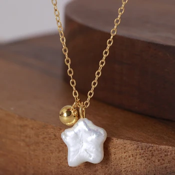

Sweet temperament creative simplicity Baroque alien natural star pearl light retro style necklace girl