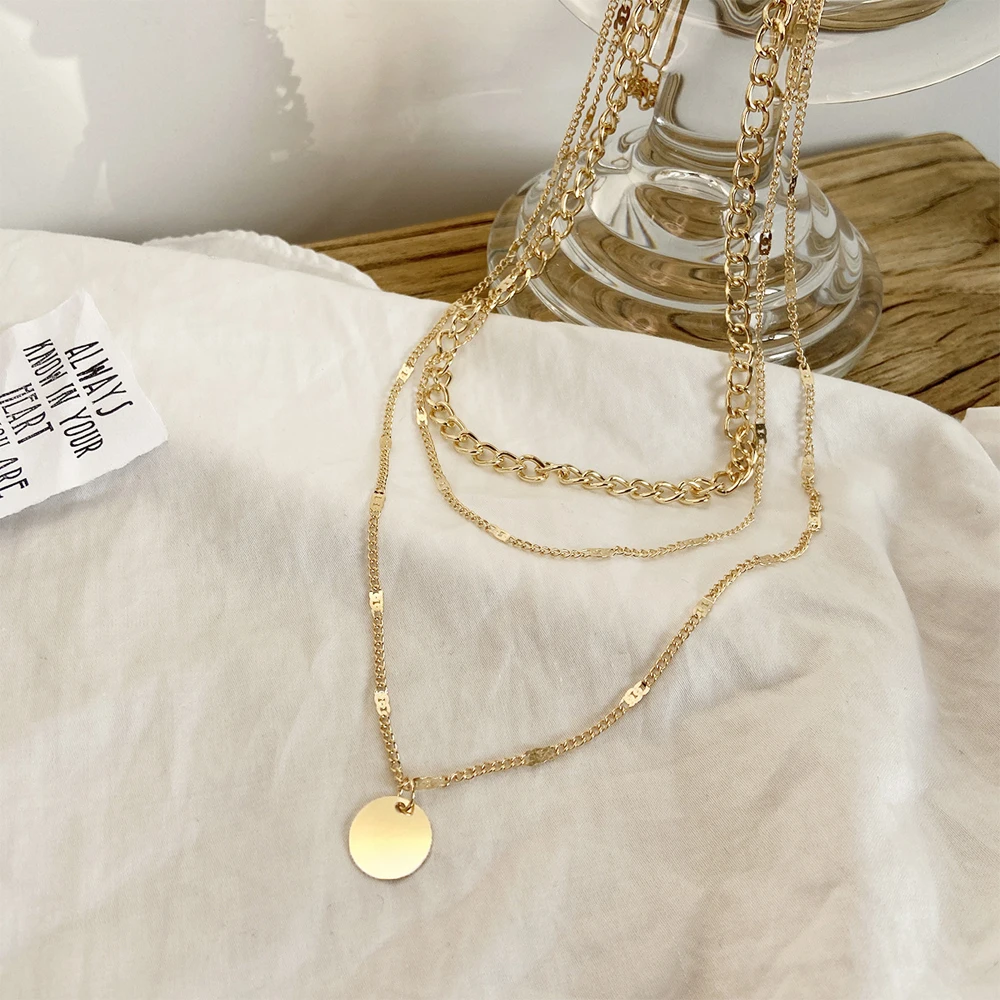 SUMENG 2021 New Fashion Vintage Necklace On Neck Gold Chain Women’s Jewelry Layered Accessories For Women Girls Pendant Gifts