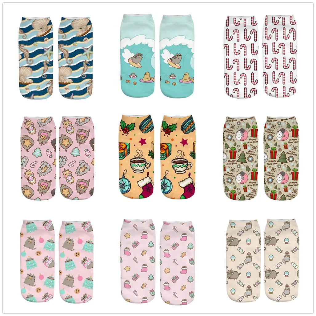 Зимние носки, повседневные рабочие деловые носки, 3D Рождественский Санта и олень, средние спортивные носки W1120