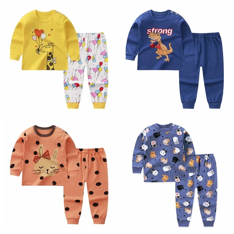 Baby Clothing Set medium 2022 Spring New Children's Pajamas Set Printed Cartoon Kids Outfits Casual Long Sleeved Suits Baby Boys And Girls Two-piece Sets best Baby Clothing Set