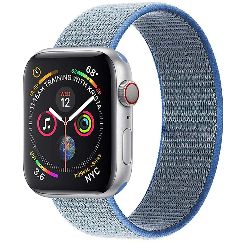 15 Tahoe Blue Ремешок для Apple Watch 44 мм 40 мм ремешок из нейлона iWatch Correa Series 5 4 3 2 Sport Loop 42 мм 38 мм браслет ремешок для часов аксессуары Новинка - Цвет ремешка: 15 Tahoe Blue