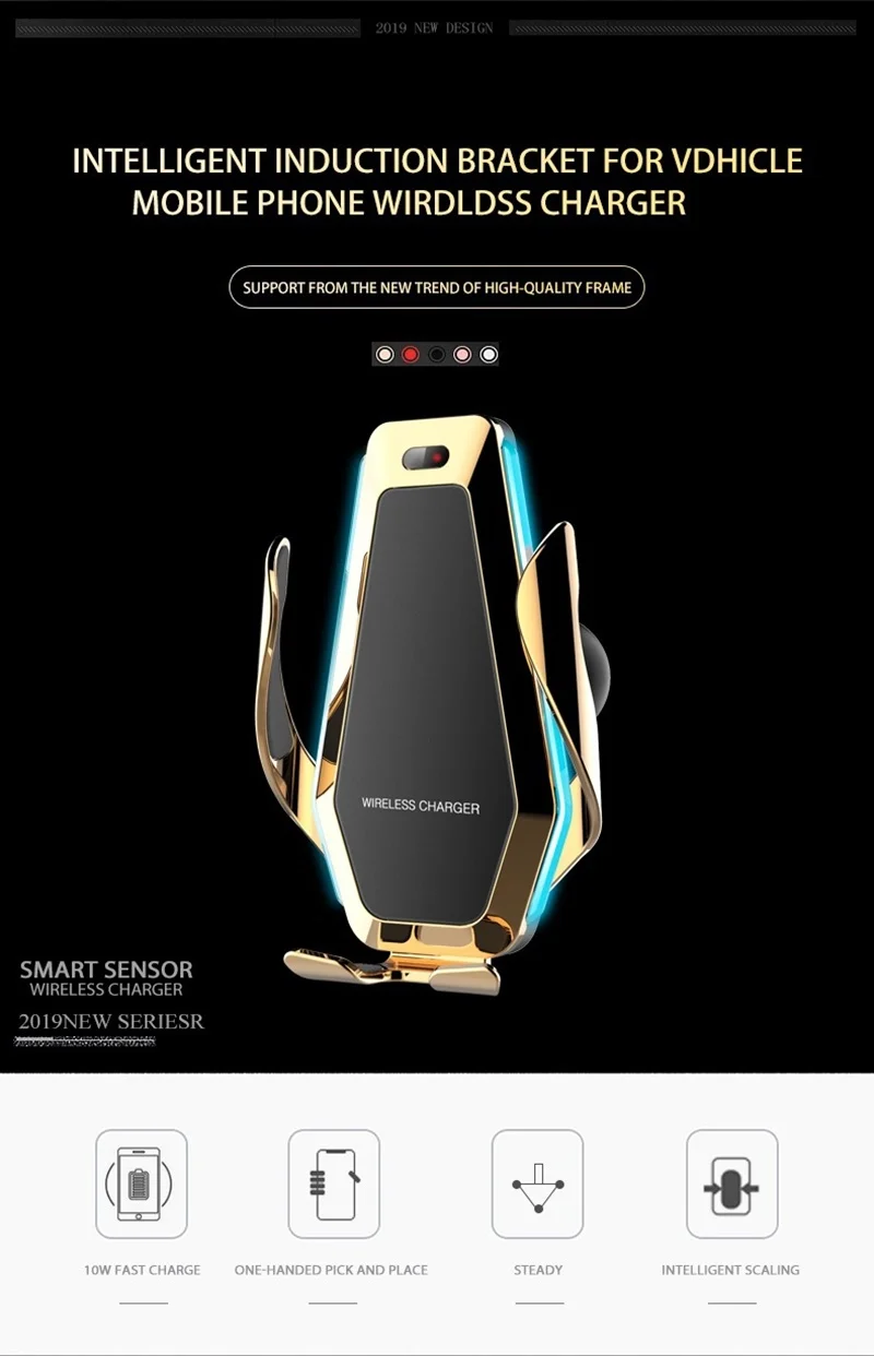 P10 10 Вт Qi Беспроводное Автомобильное зарядное устройство для iPhone XS X 8 Led беспроводная Быстрая зарядка автомобильный держатель телефона для samsung S8 S9 S10 huawei