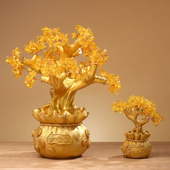 

Home Decoration Wine Cabinet Porch Decorations Opening Gift Exquisite Decorations Citrine Gold Ingot Tree Resin Decoration