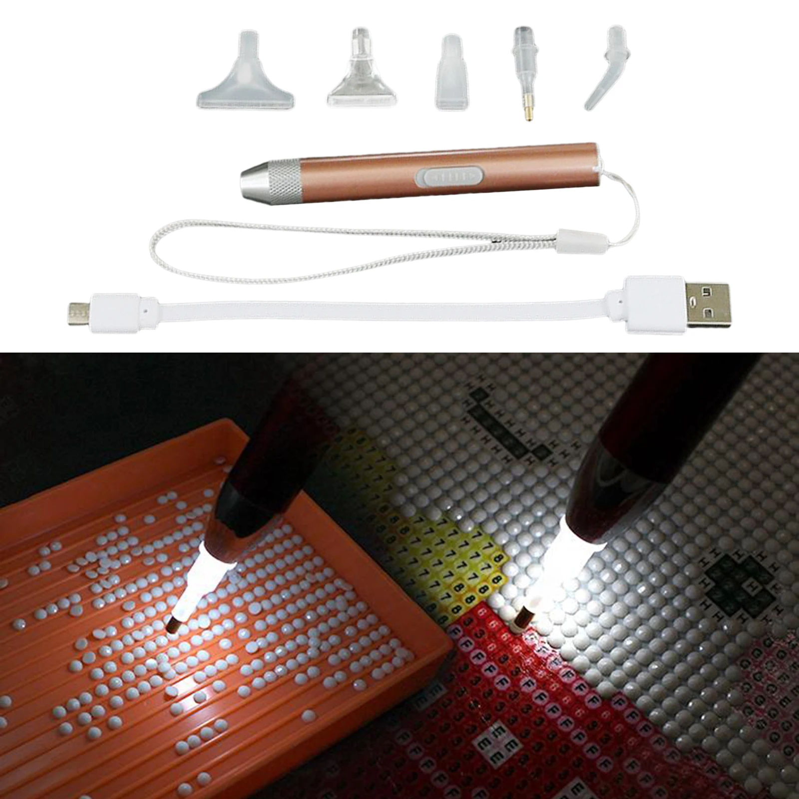 DIY Diamond Drill Pen with Light Diamond Painting Tools Quick Point Stylus Pen Cross Stitch Embroidery Kits Tool