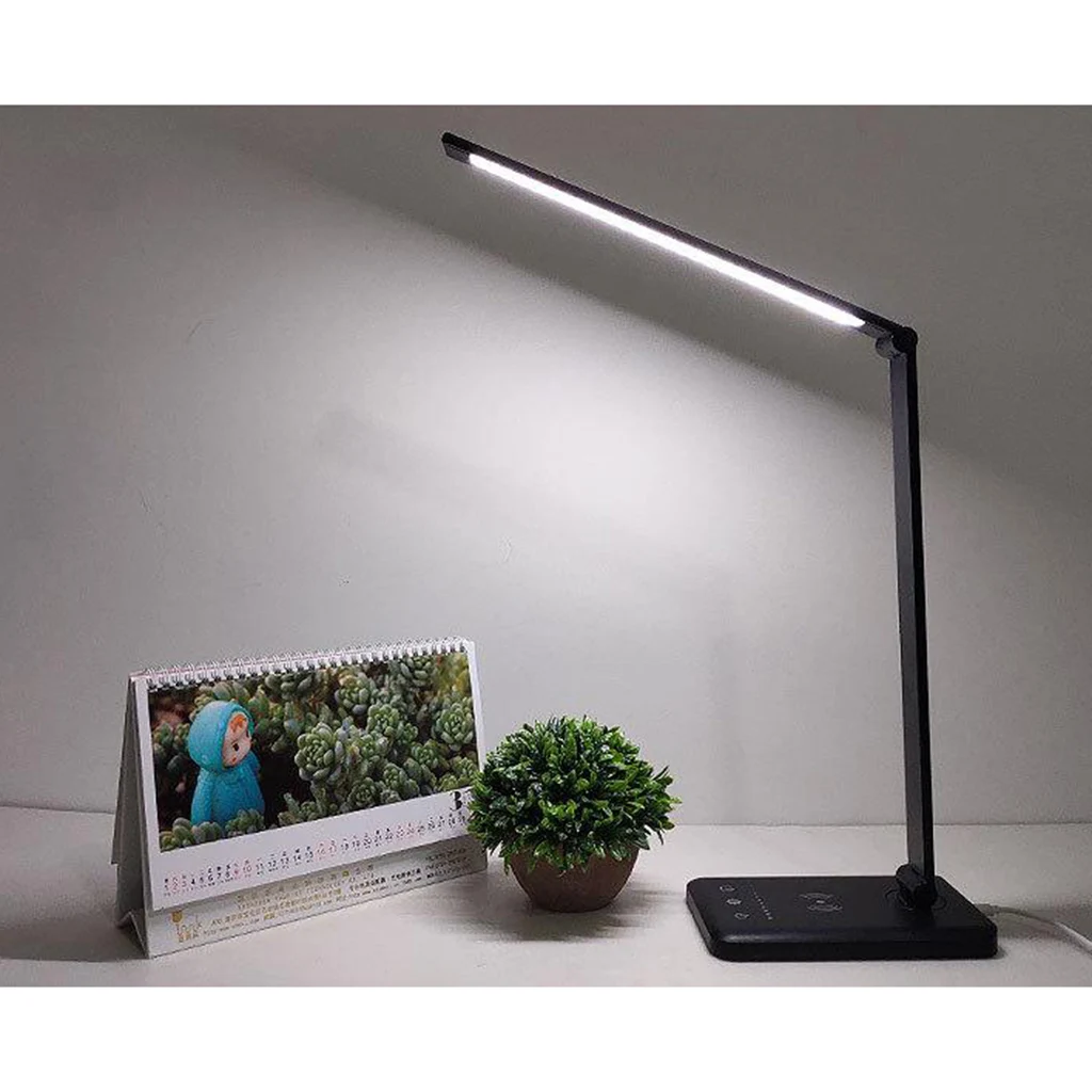 5V USB Charge LED Desk Lamp + Wireless Phone Charger Home Reading Light