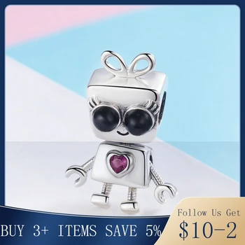 

Pandach Fashion 925 Sterling Silver Beads Robot Girls Charms Fit Original Design Bracelets Pendant Women Jewelry Making C885