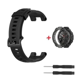 Premium Silicone Watchband Replacement for Huami Amazfit T - Rex Series (Black Bundle)