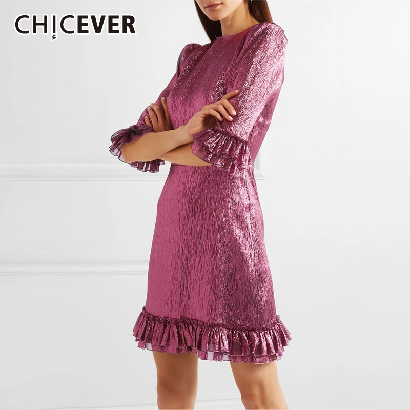 CHICEVER/винтажное элегантное платье с оборками в стиле пэчворк для женщин, с круглым вырезом, с коротким рукавом, с высокой талией, платья для женщин, летняя мода, новинка