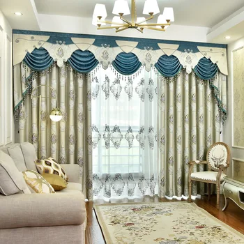 

European High Precision Relief Jacquard Shade Curtains for Living Dining Room Bedroom.