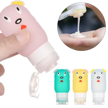 

1 Set Portable Cartoon Shampoo Cosmetic Storage Silicone Refillable Bottle Squeeze Cartoon Animal Shape Empty Container