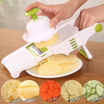 

5 In1 Vegetable Wave Chopper Multifunction Potato Wavy Slicer Knife With 5 Blades Carrot Julienne Cutter Vegetable Kitchen Tools