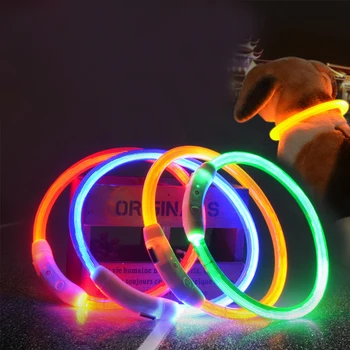

Dog Cat Rechargeable LED Collar Night Safety Flashing Leash Pet Supplies With Battery(1pc, Blue/White/Pink)