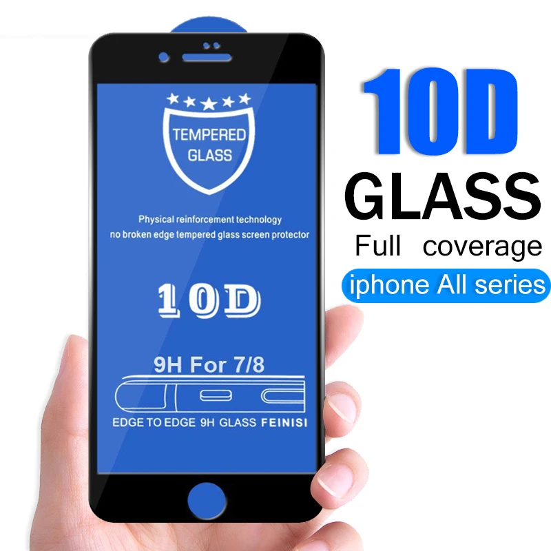Защитное стекло 10D с полным покрытием для iPhone 6 6S 7 8 plus X XR XS MAX на iphone защита экрана |